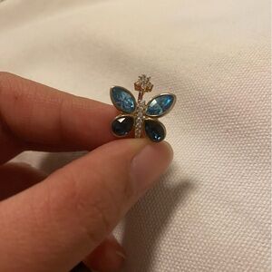 Blue silver butterfly ring